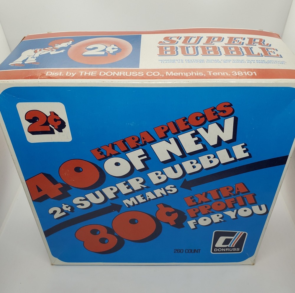 SUPER BUBBLE chewing bubble gum Donruss 1960s 260 count 2 cent candy box only