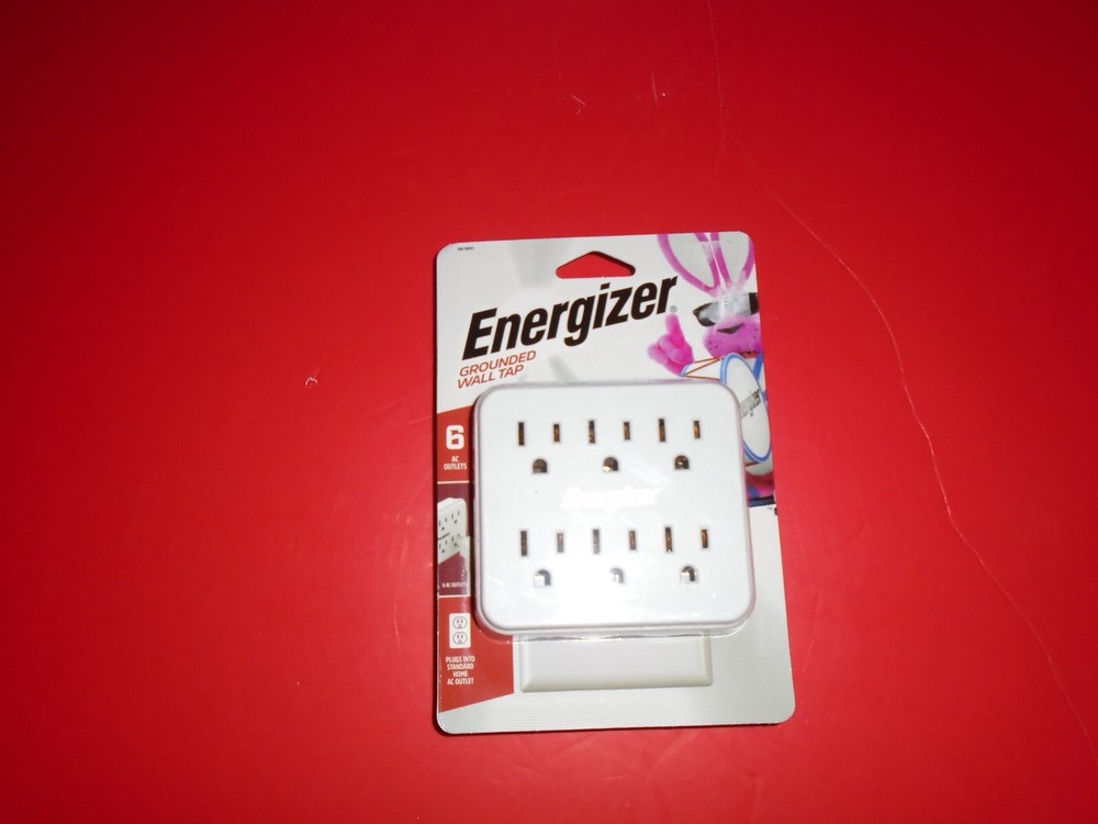 Energizer Grounded Wall Tap 6 AC Outlets Plug NEW