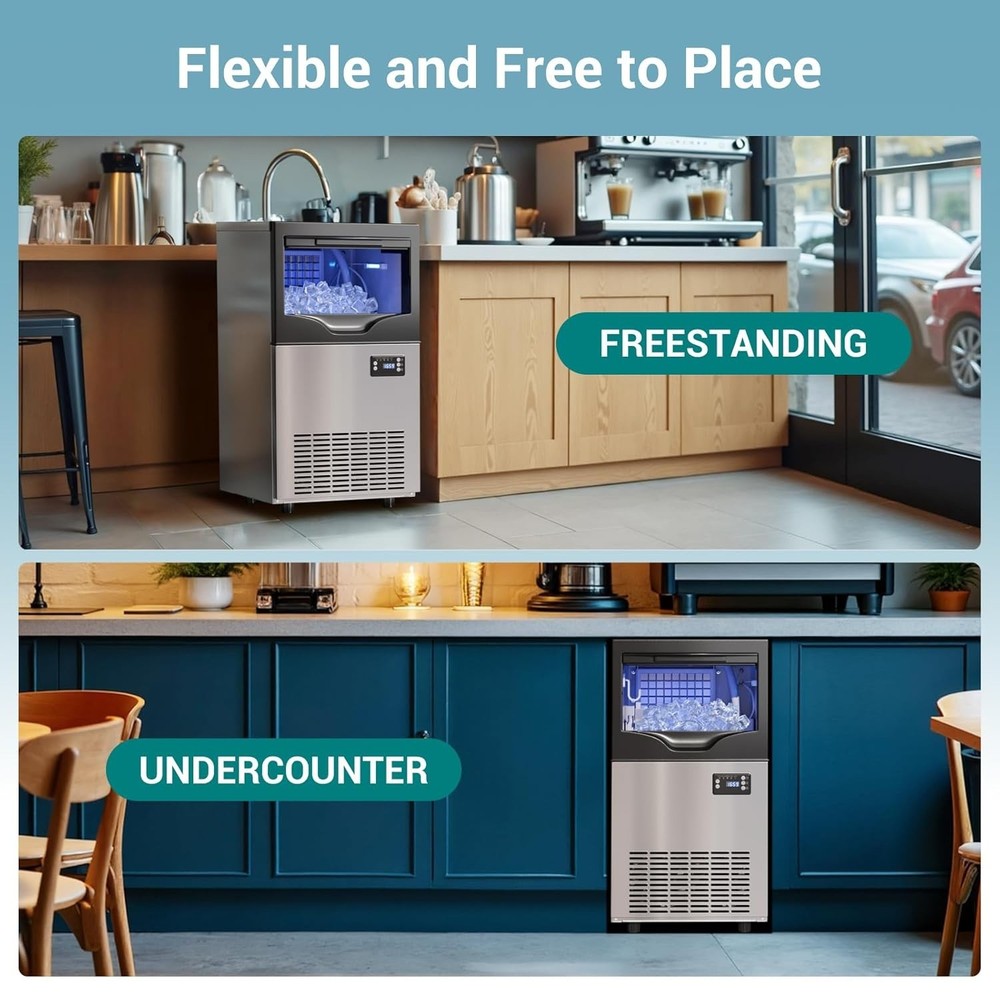 120LBS/24H Commercial Ice Maker Machine, Under Counter Ice Maker