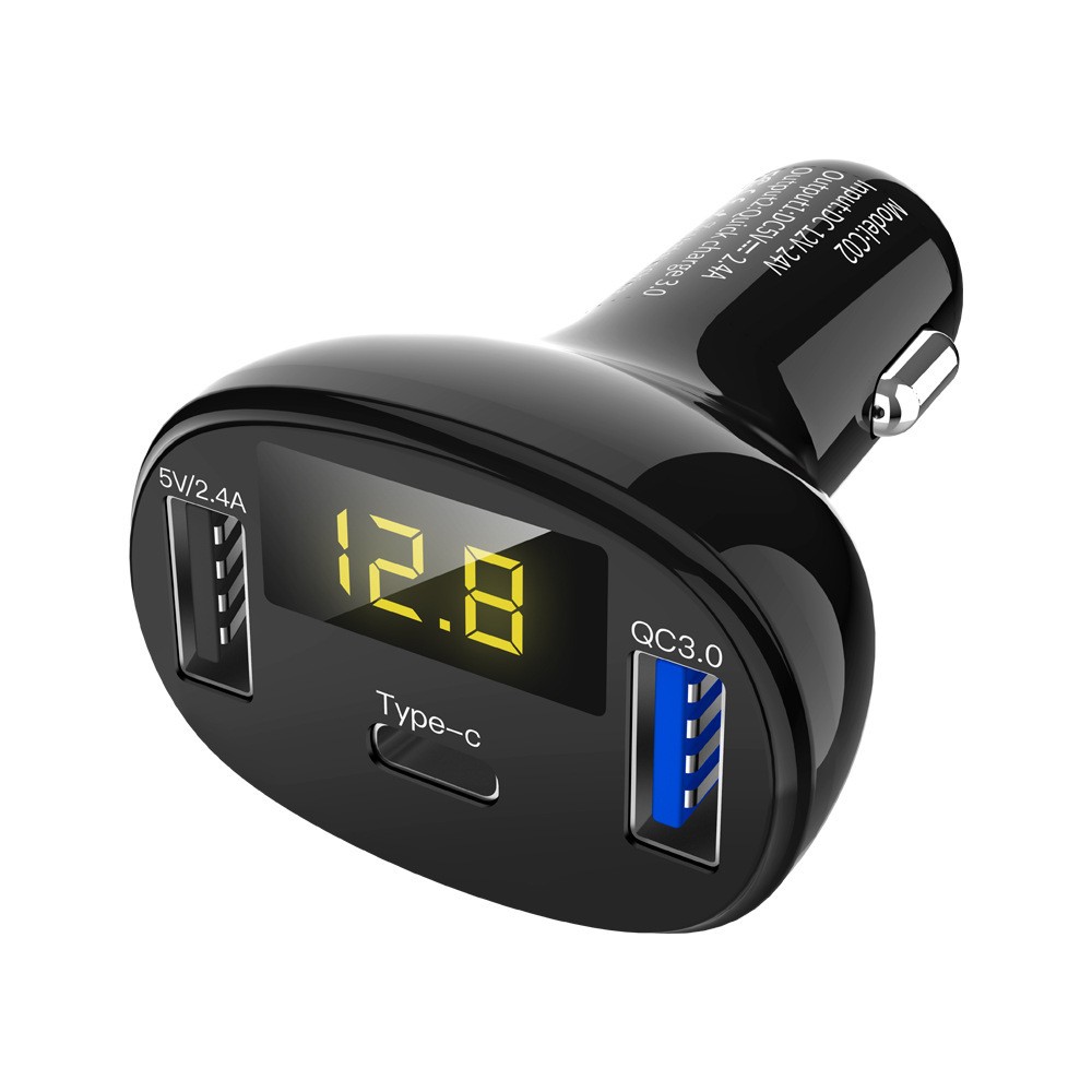 PC+ABS Type-C PD & USB & QC3.0 Mobile Devices Car Charger Dock Smart Charging B