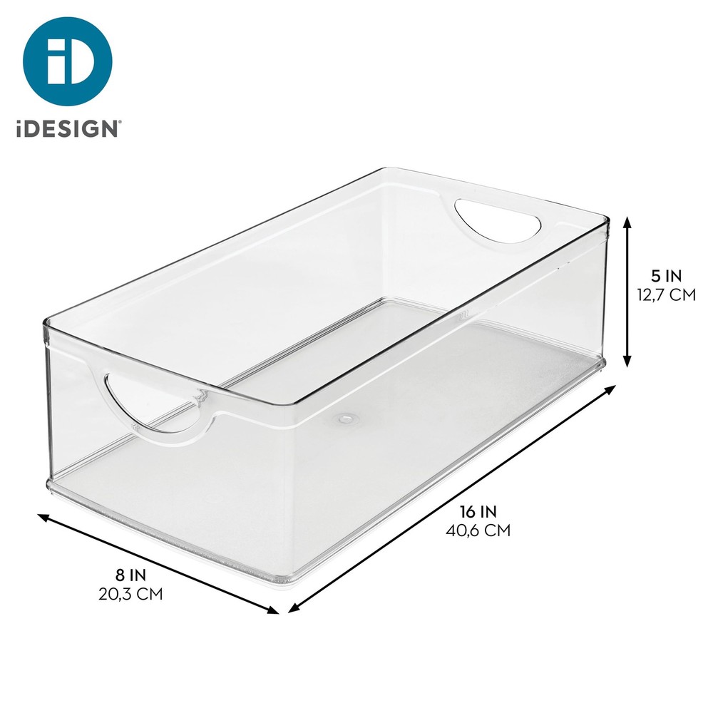 iDesign Stackable Clear Plastic Extra Long Storage Bin, Large,