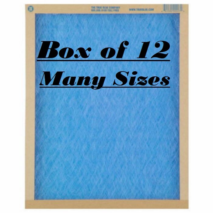 12 PACK -  MANY SIZES -  True Blue  Spun Fiberglass Furnace Filter