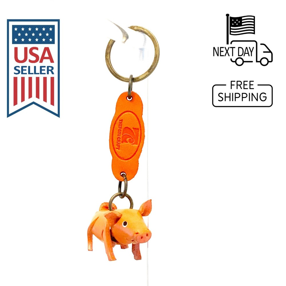 Pig Handmade Leather Keyring