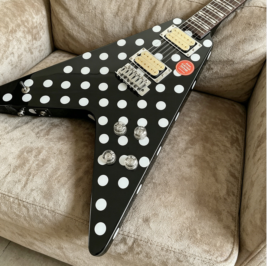 Randy Rhoads Electric Guitar Black&White Polka Dots Chrome Hardware 6 string