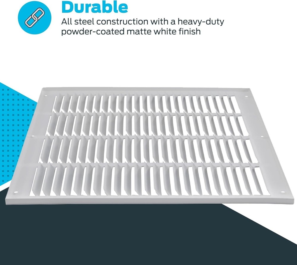 Versatile 20x12 Solid Steel Return Air Grille for Wall or Ceiling Installations