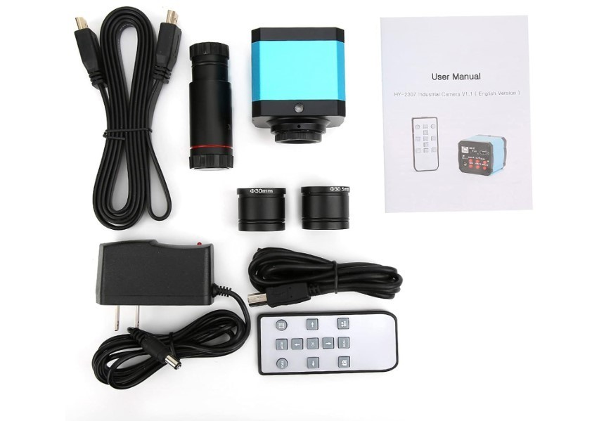 37MP 1080P 60FPS USB Industrial Microscope Camera with Conversion Adapter