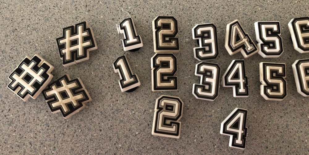 Crocs Jibbitz Charms Numbers Letters Hashtags