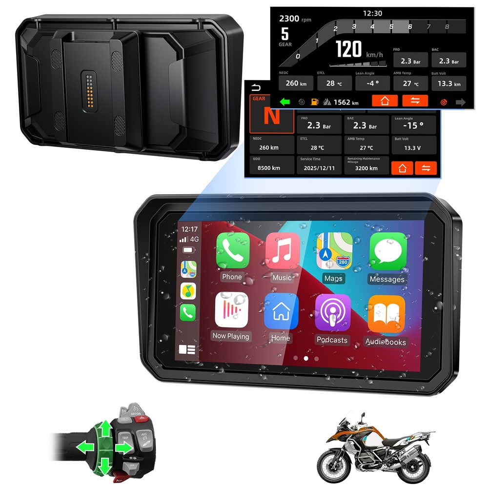 7" Motorcycle CarPlay GPS Navi for BMW, iOS/Android Native Protocol Support