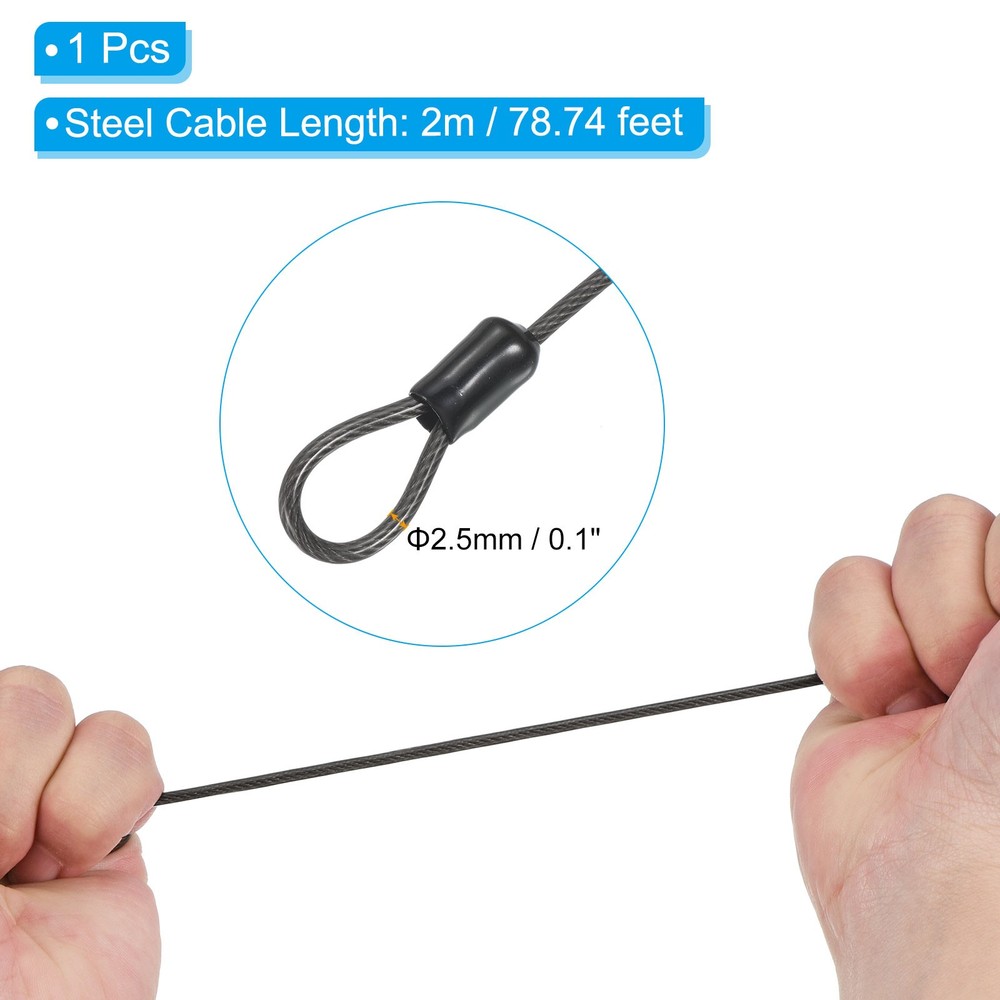1Pcs 6.5Ft 4Digit Security Cable Padlock DIY Combination Lock Black