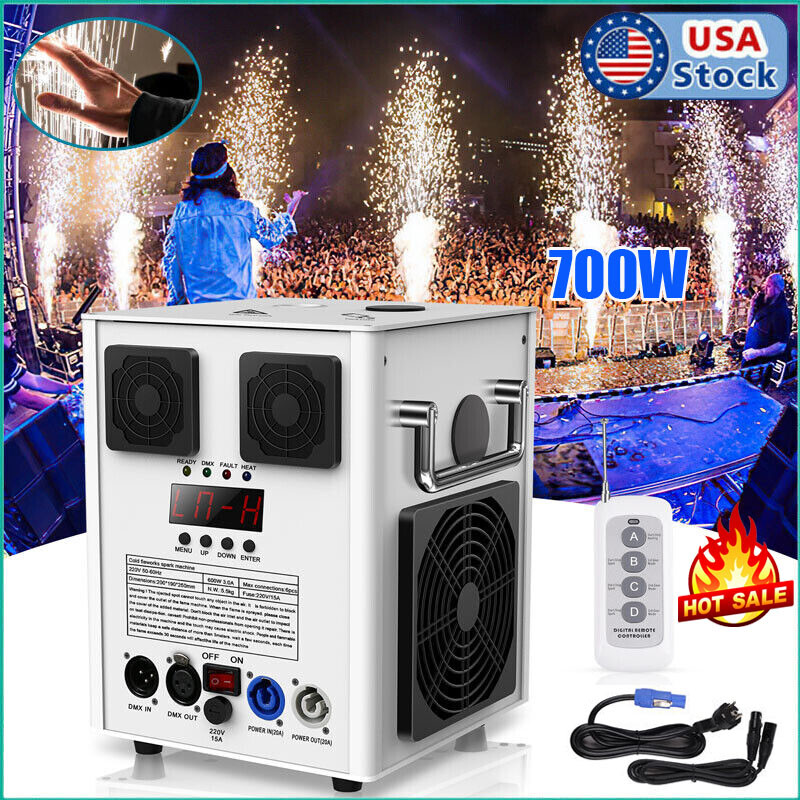 700W Cold Spark Machine DMX Firework Machine Stage Effect Wedding Party Remote