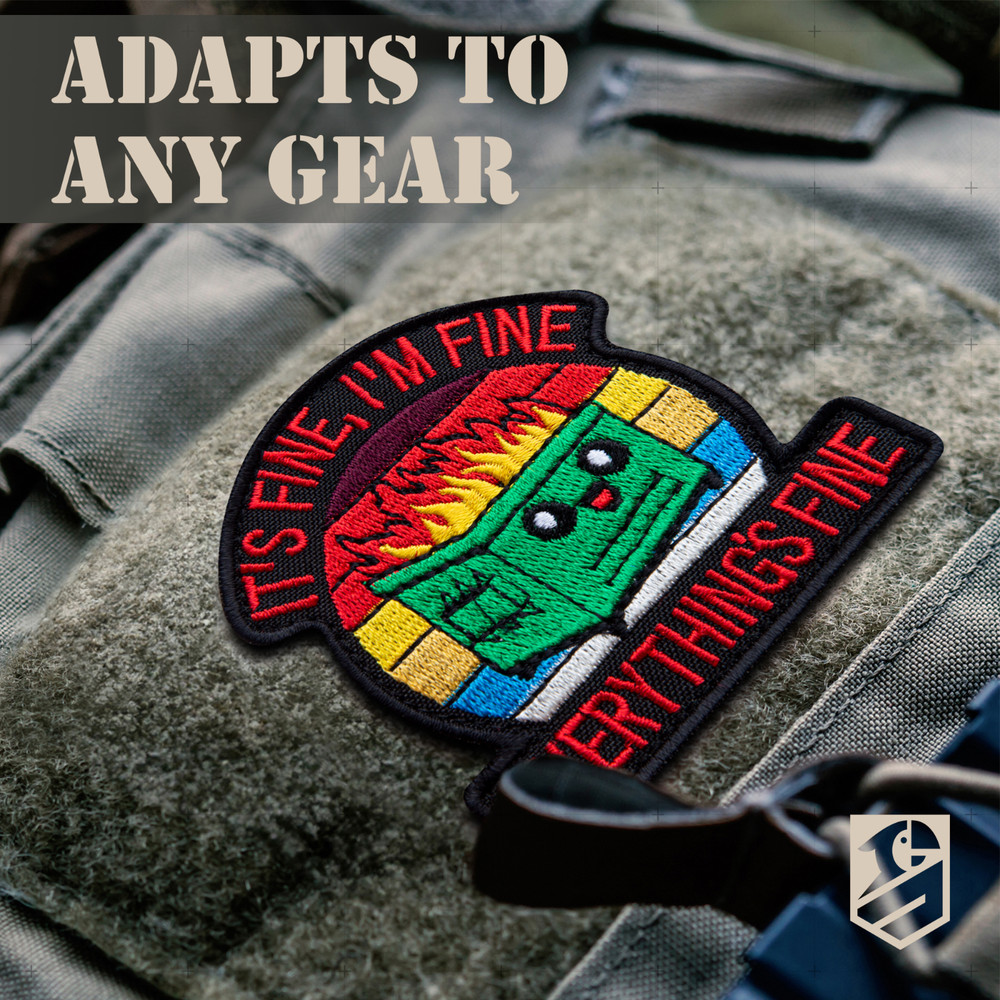 2Pcs It's Fine Patch Set, Embroidered Tactical Morale Funny Meme Hook and Loop