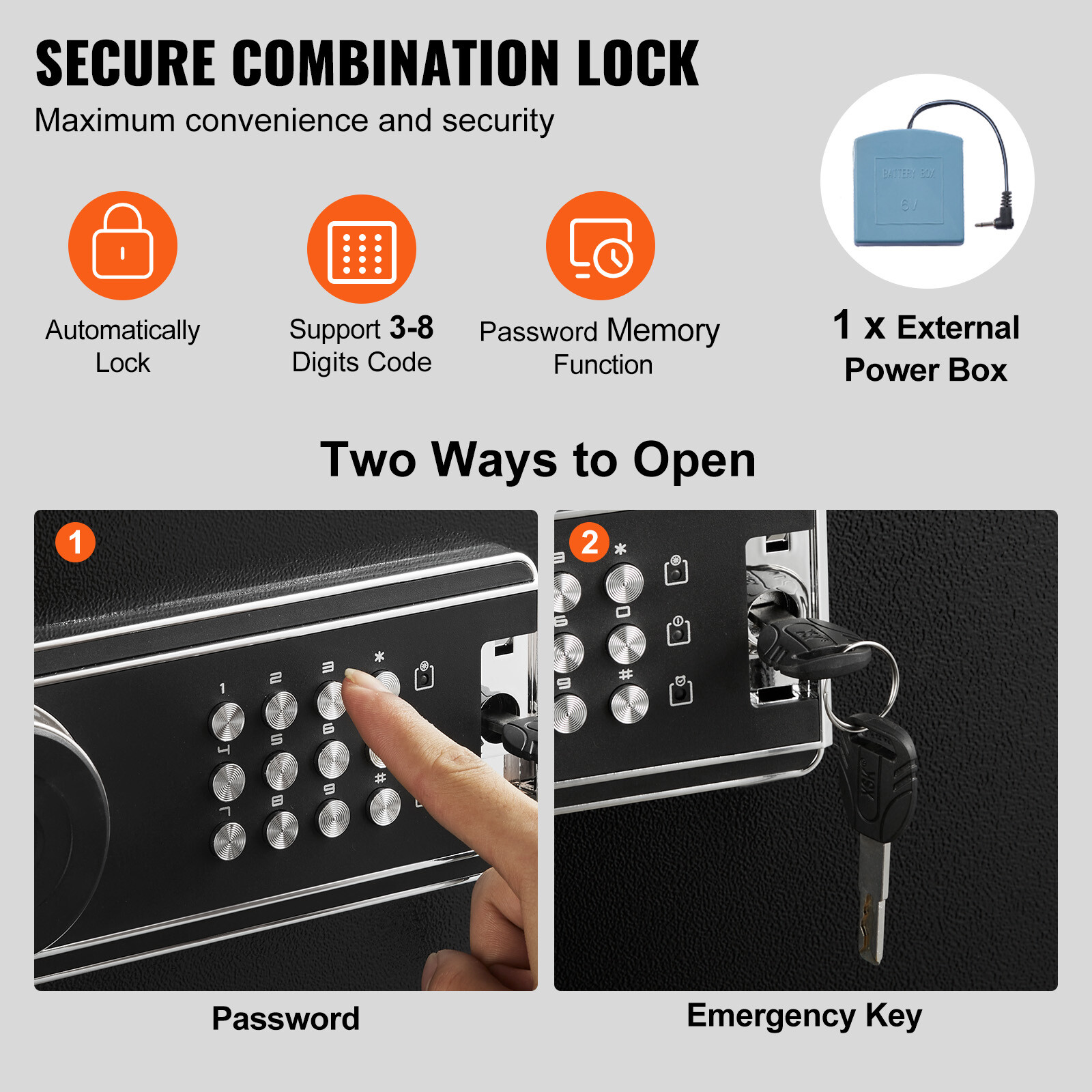VEVOR 6-10 Rifles Gun Safe Rifle Safe with Lock & Digital Keypad Removable Shelf