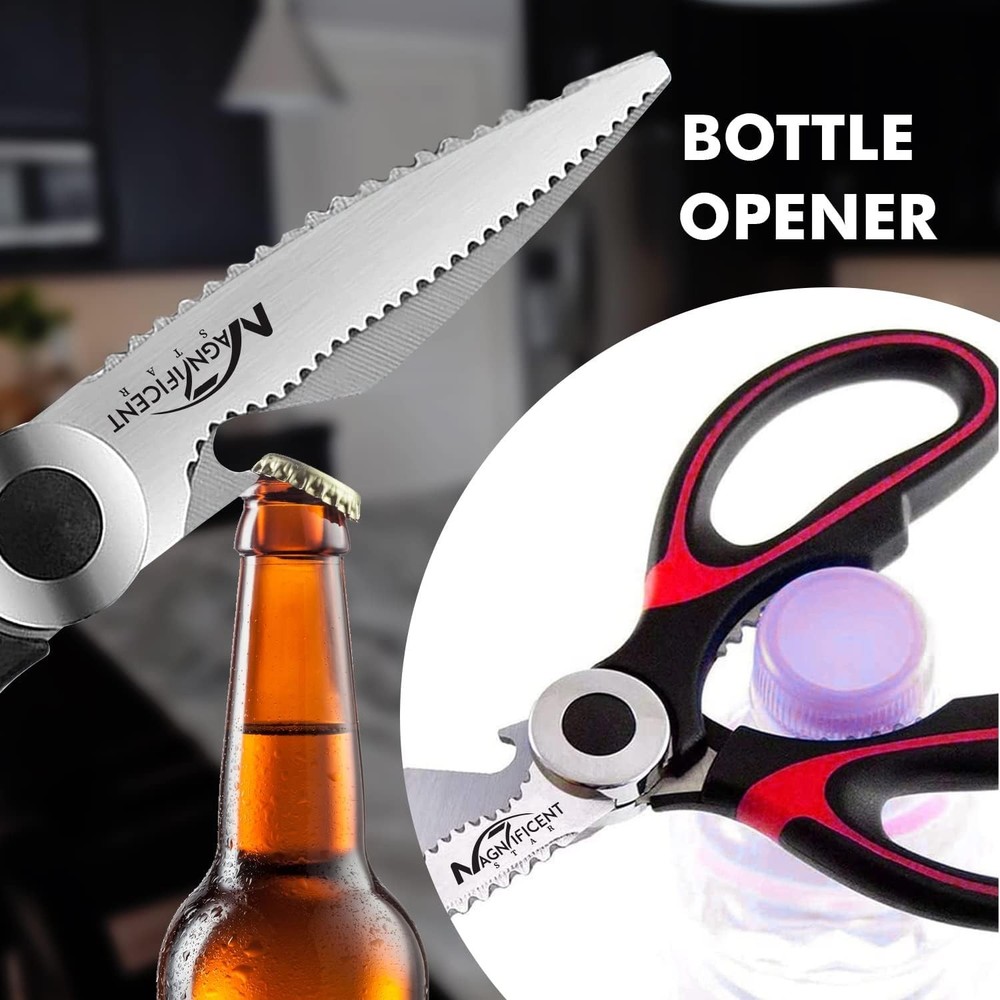 Versatile Multi-Function Kitchen Shears - Stainless Steel & Safety Cover