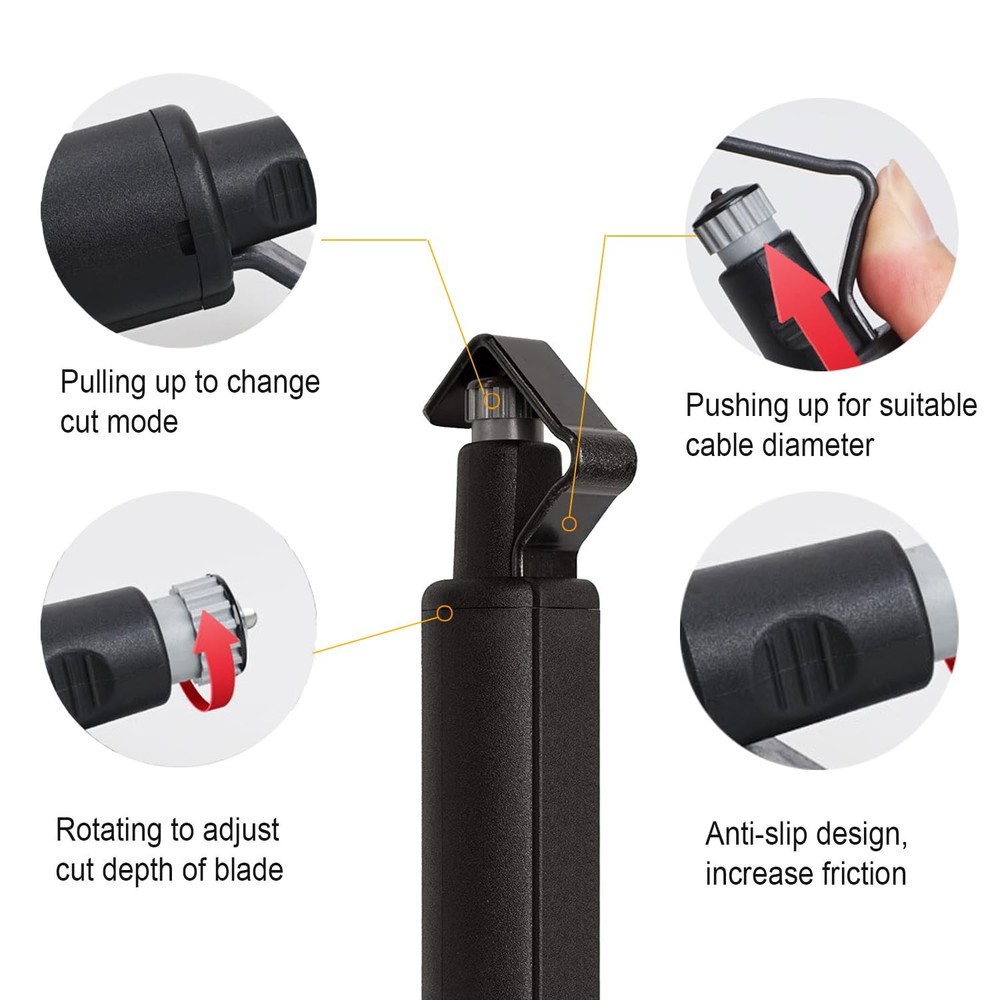 Round Cable Stripper Tool with Adjustable Cutting Depth Jacket Slitter