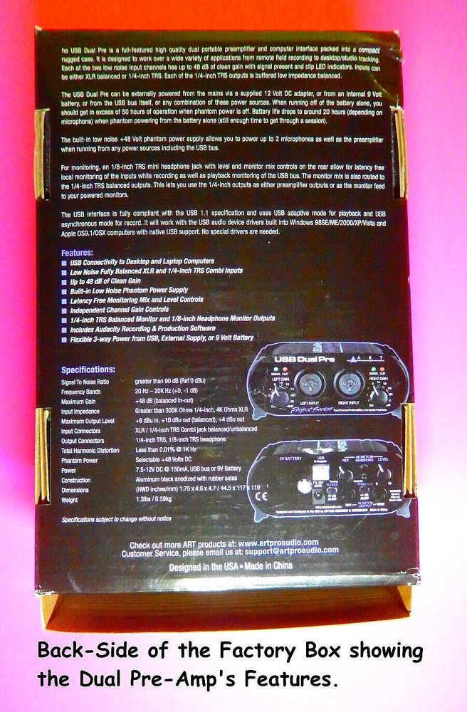 NEW Art USB Dual Pre-Amp, TWO-Channel Pre Amp Computer Interface Project Series