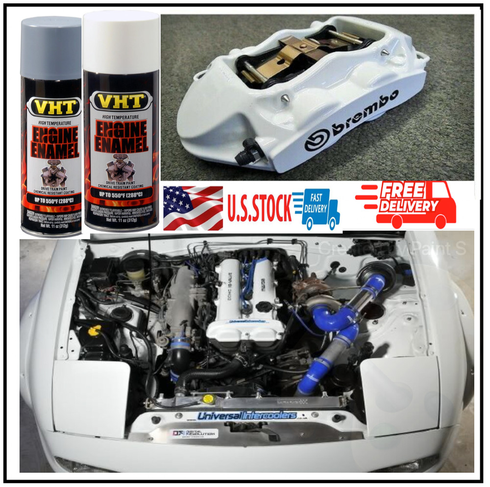 White Paint Coating Engine Enamel Blocks Headers Caliper Brake+Light Gray Primer