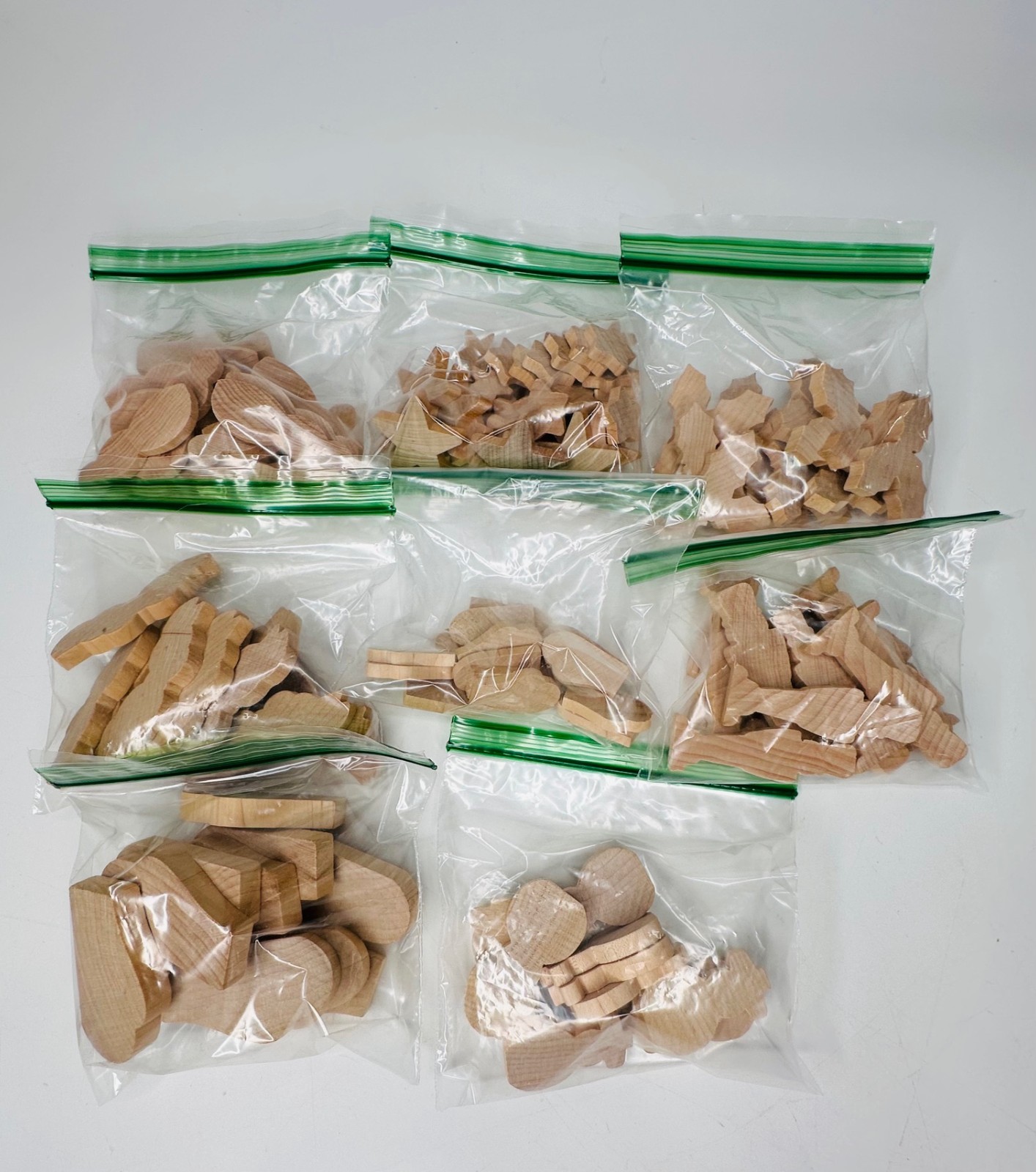 Unfinished Wood Cutouts Christmas Theme Lot Mittens, Holly Leaves, Snowmen +