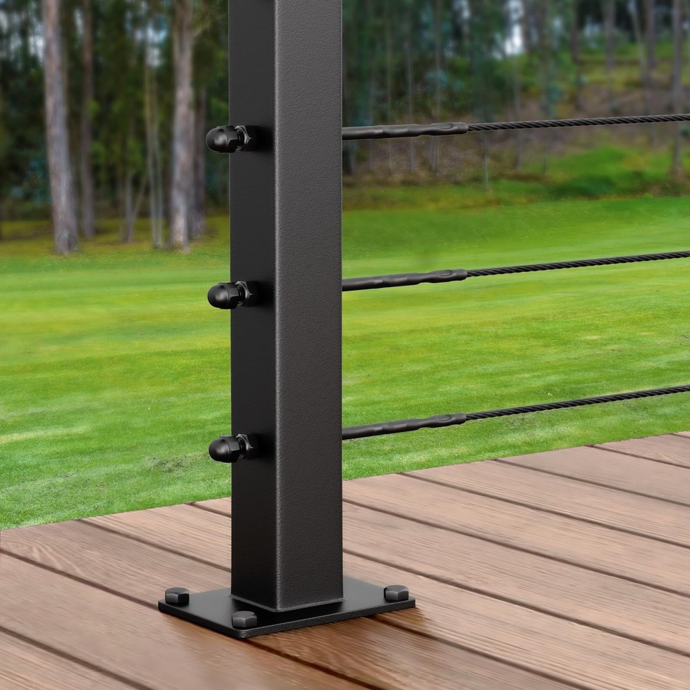 2 Pack Stainless Steel Cable Railing Post(2"×2") with 1/8 Cable Railing Kit