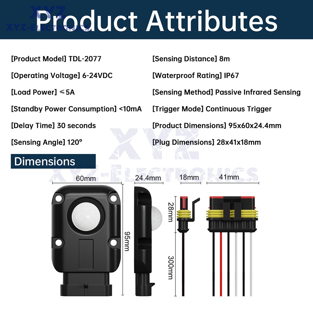 DC6-24V Infrared PIR Motion Sensor Detector LED Outdoor Waterproof Sensor Switch