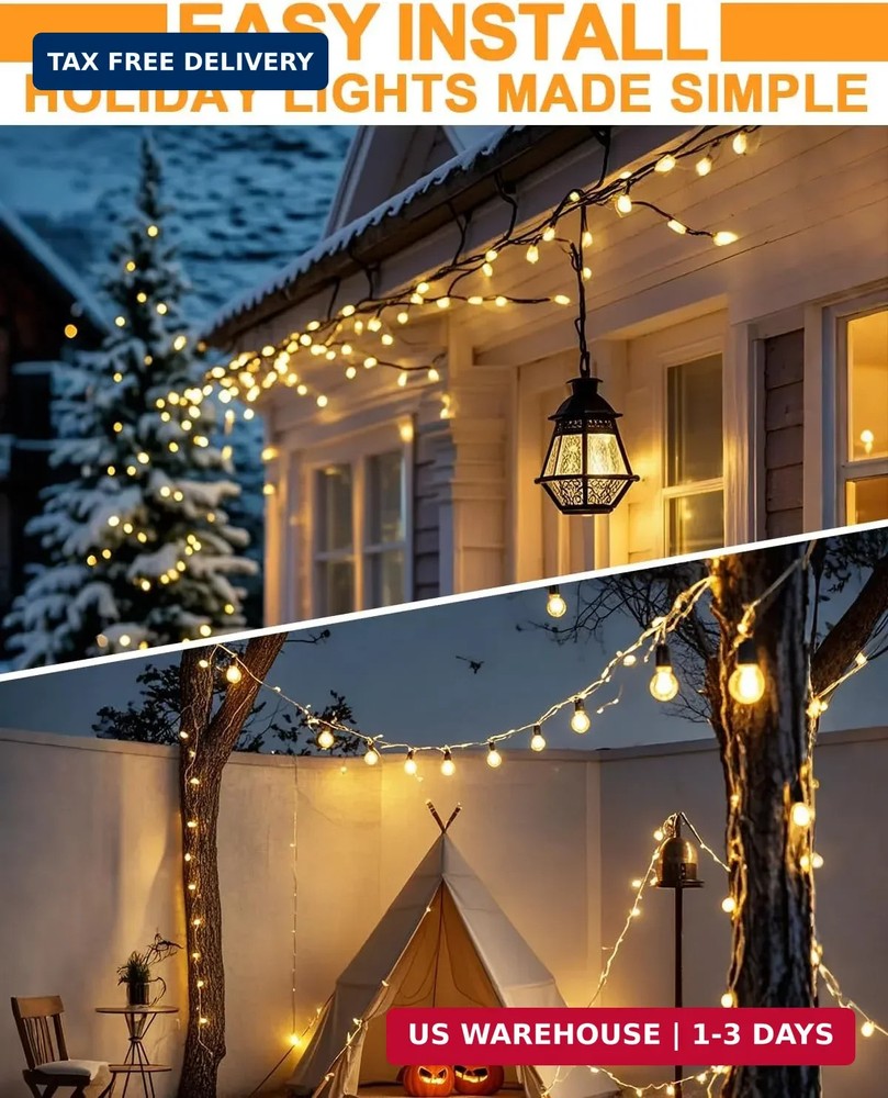 Light Clips for Outside String Lights: 24 Pack Adhesive Hooks for Outdoor String