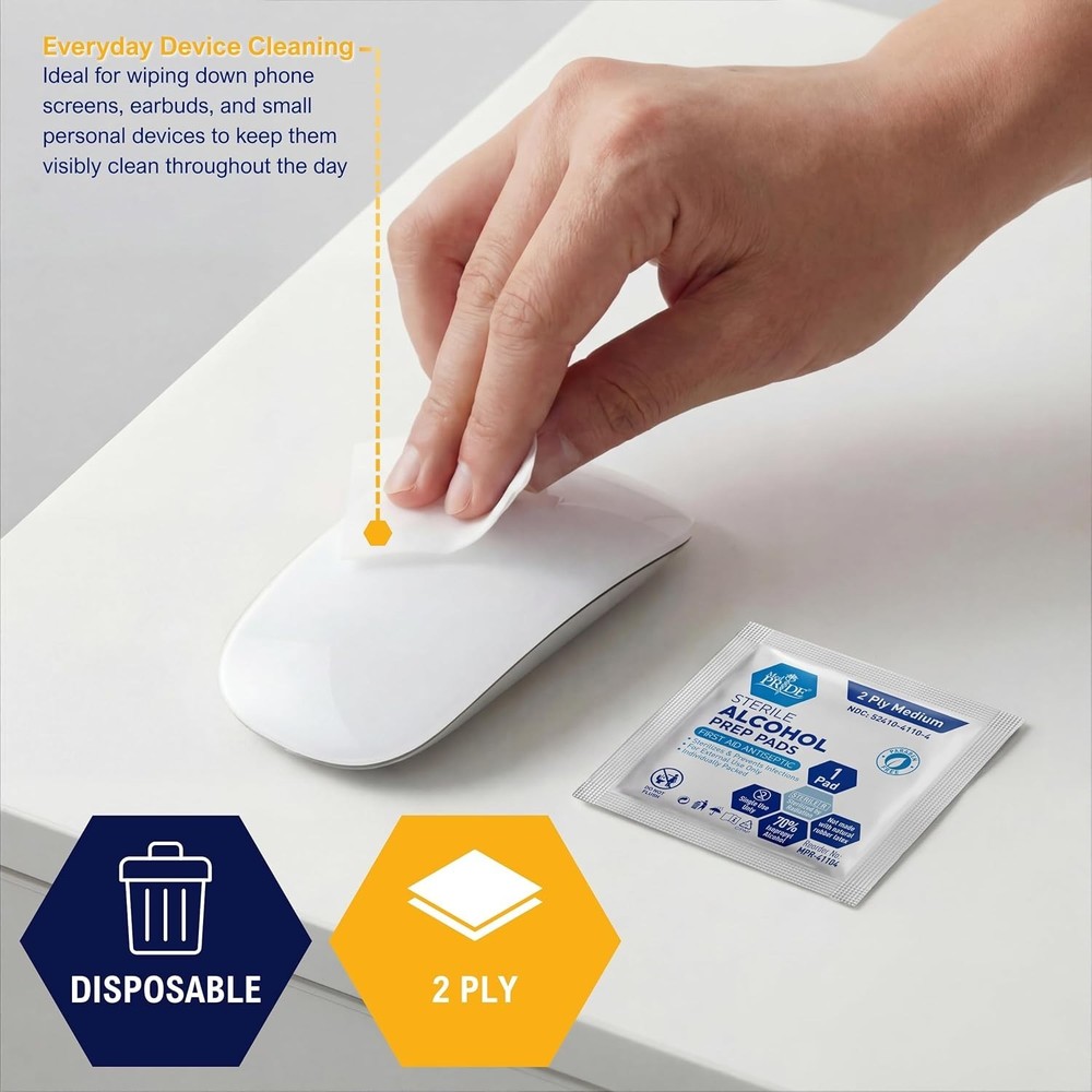 Sterile Indvidually Wrapped Alcohol Prep Pads - Essential First Aid, 500 Count