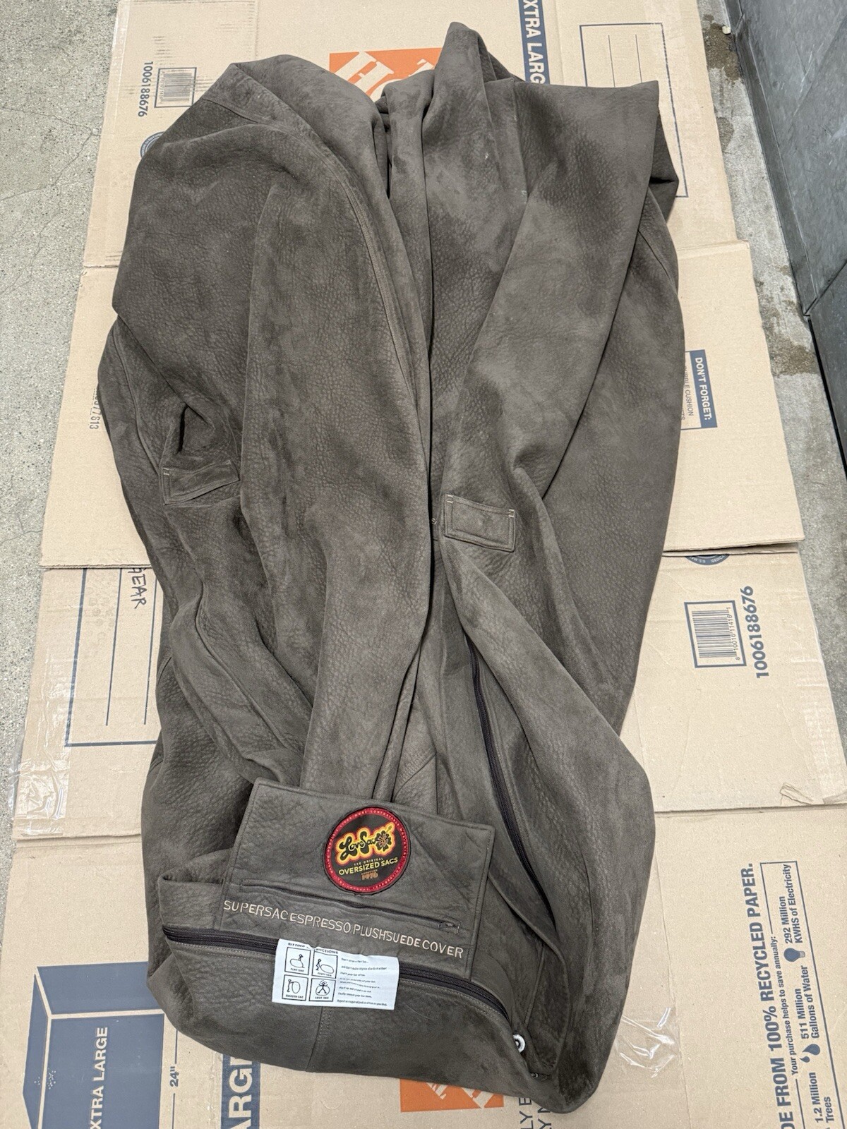 Lovesac Supersac Cover Super Soft Bean Bag Brown Lounge Chair COVER ONLY