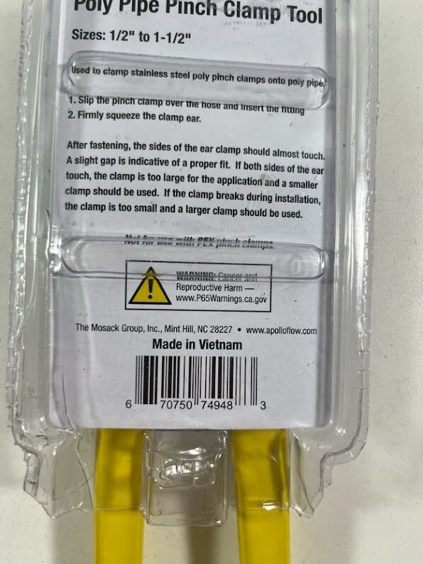 Apollo Poly Pipe Pinch Clamp Tool