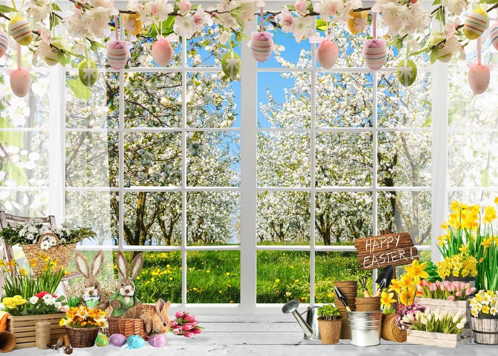7x5ft Spring Easter Backdrop Easter Backdrops for Photography Colorful Eggs R...
