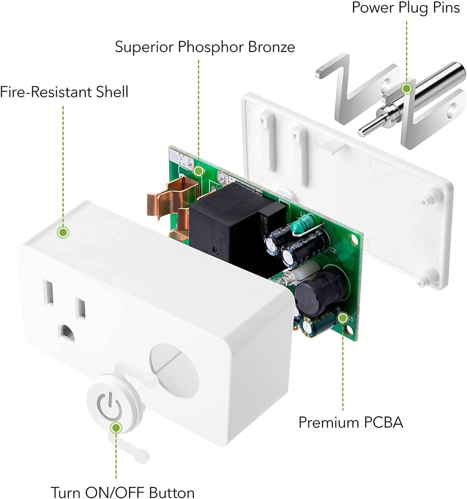 BN-LINK Wifi Heavy Duty Smart Plug Outlet, No Hub Required with Timer Function,