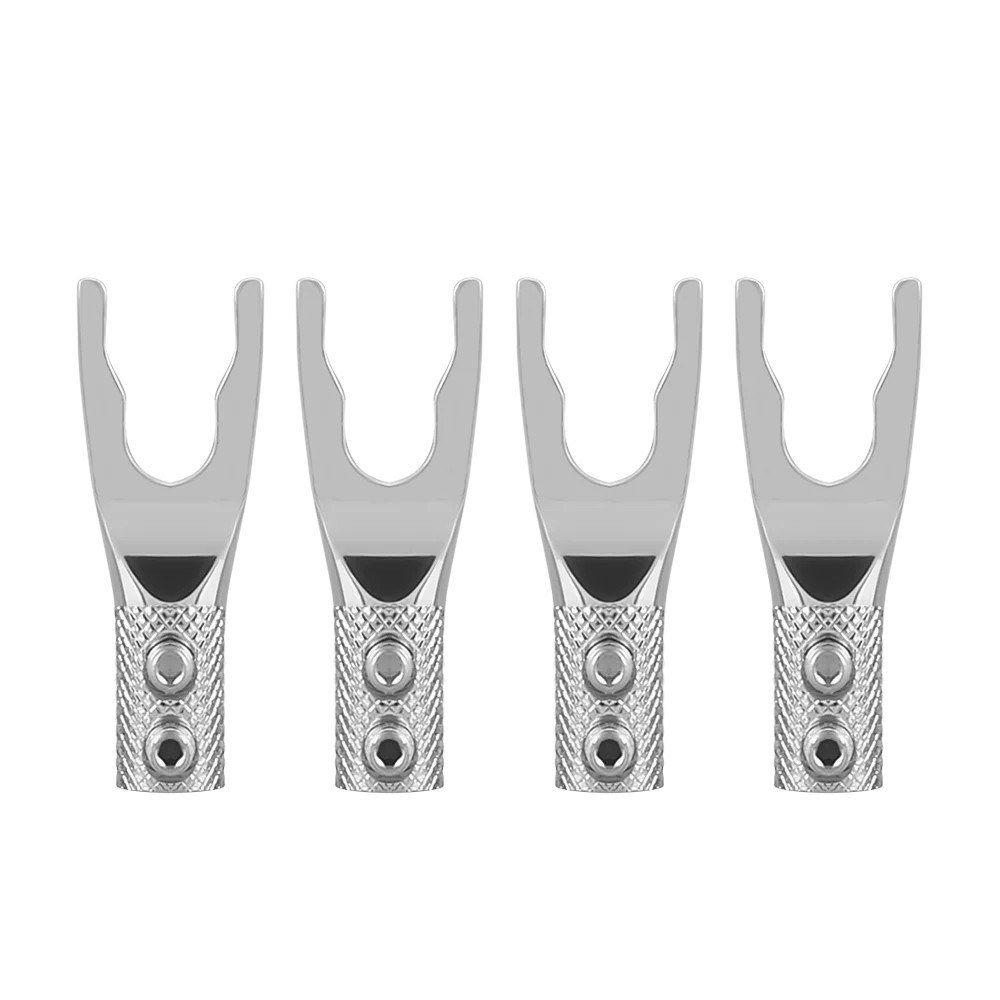 Y Spade Connector plug Silver Plated Fork connectors plug speaker cable jack