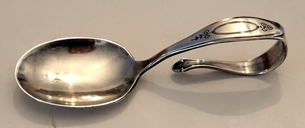 1918 ONEIDA Community Silverplate ADAM Baby Feeding Spoon Curved Handle YK