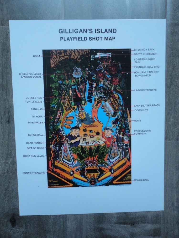 Gilligan's Island Pinball Machine Rules & Shot Map Mint