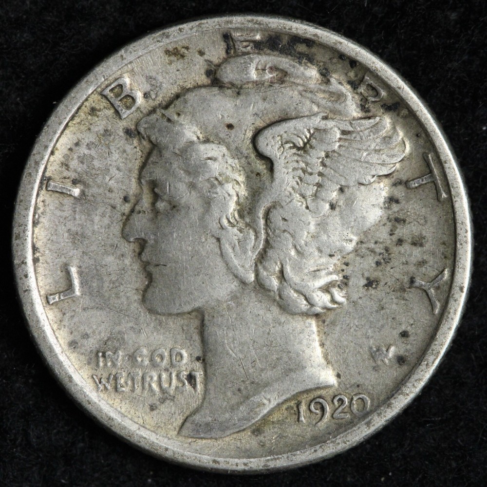 1920-S Mercury Silver Dime XF E242 QNH