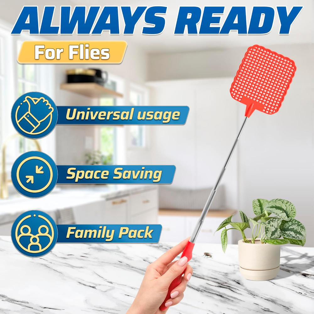 3-Pack Telescopic Fly Swatter Set – Durable and Lightweight Extendable Fly Swatt