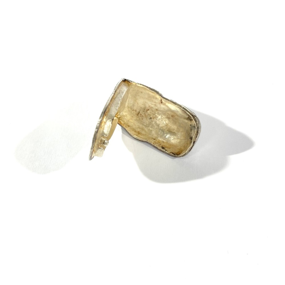 Vintage Heavy Solid Silver Sarcophagus shape Pill Box