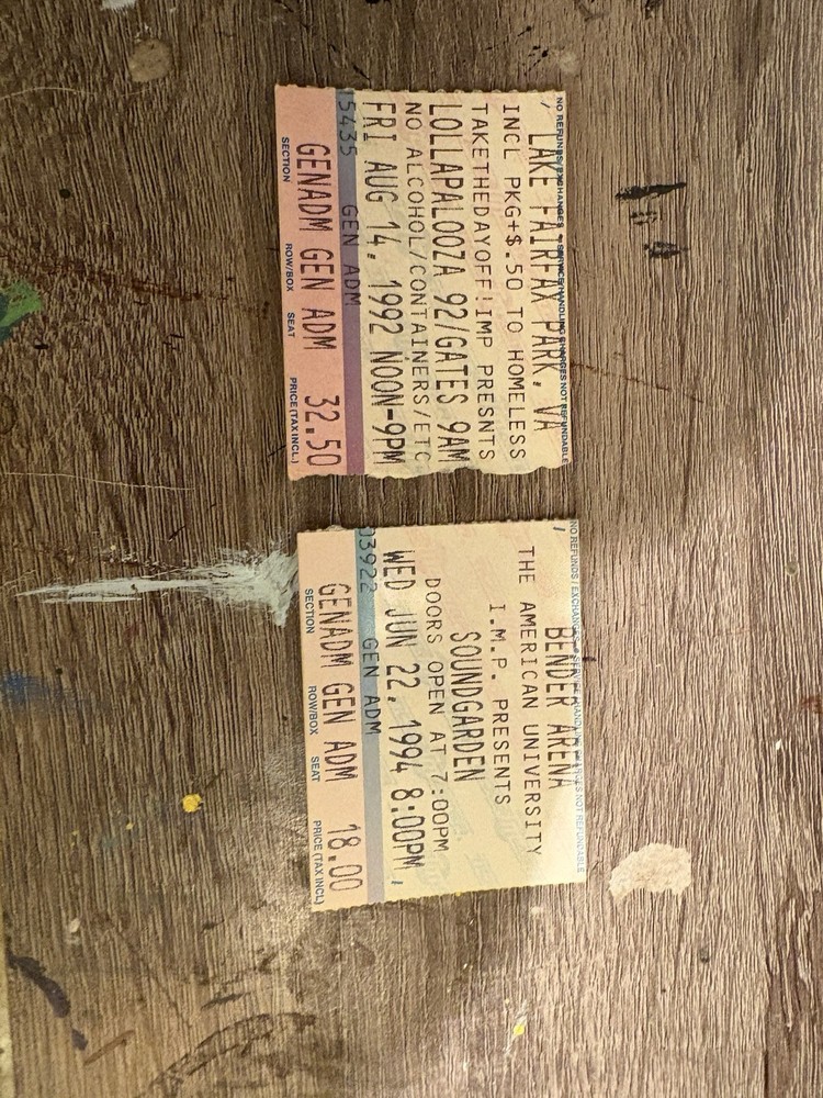 Lollapalooza And Sound garden Ticket Stub