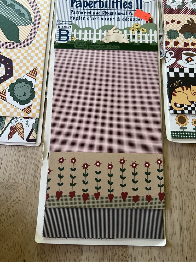 Lot Of 7 Mixed Paperbilities Patterned And Dimensional Papers