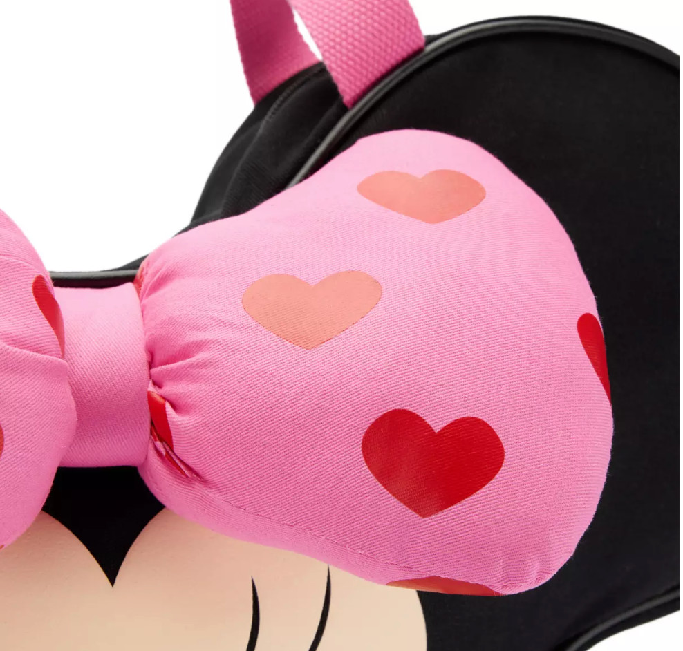 2026 Disney Parks Minnie Mouse Valentine’s Day Face Hearts Large Canvas Tote Bag