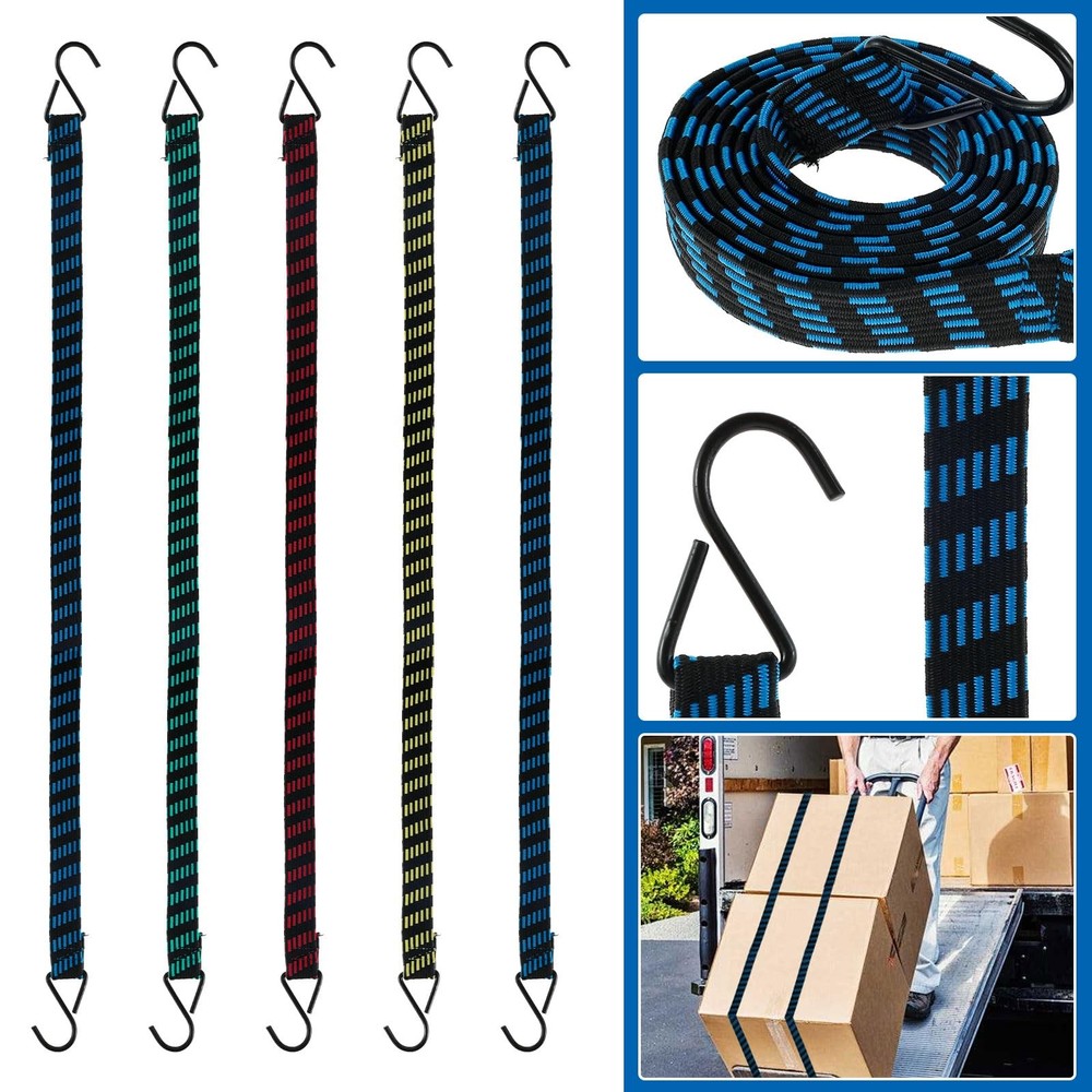 Bungee Cords with Hooks,10 Pack 77''-84'' inches Adjustable Long Flat Bungee ...
