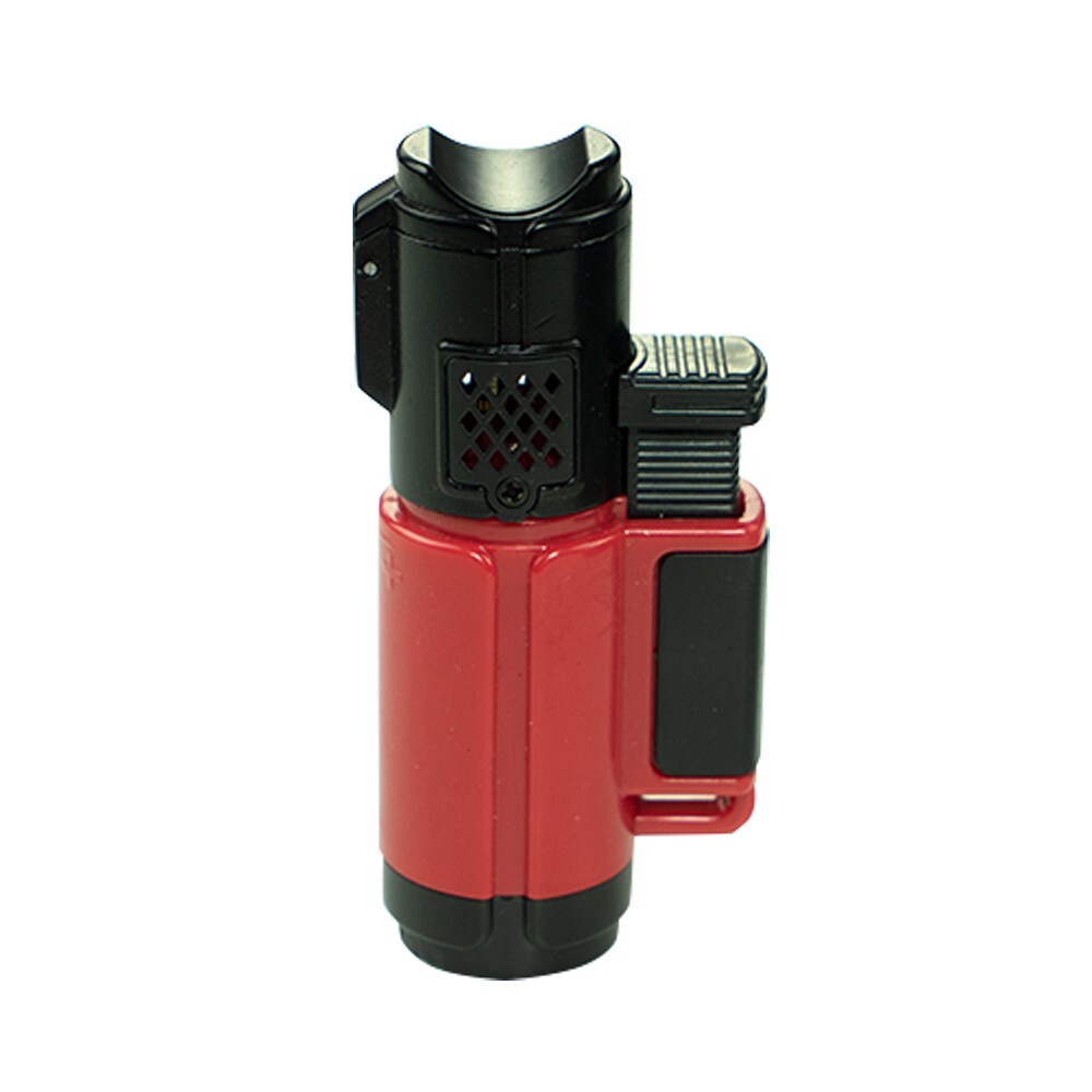 Triple Jet Flame Torch Lighter Refillable Lockable Windproof W/ Cigar Puncher