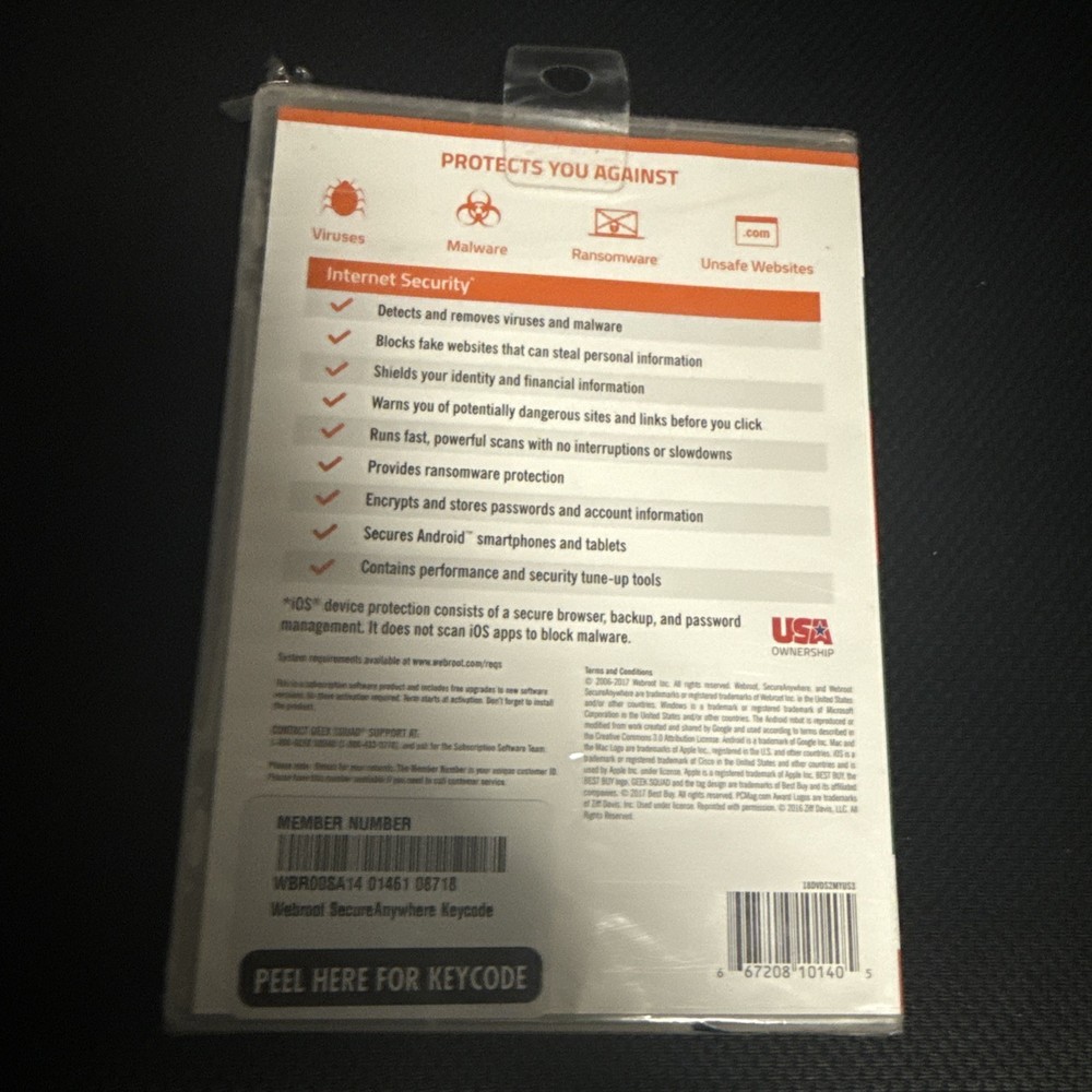 Webroot SecureAnywhere Internet Security & Antivirus Windows & Mac 3 Devices NEW