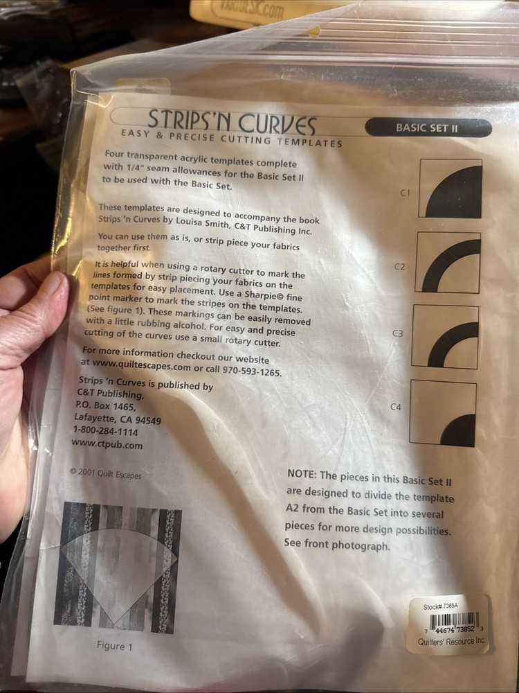 Quilt Escapes Strips N Curves 4 Acrylic Template Set Basic set II