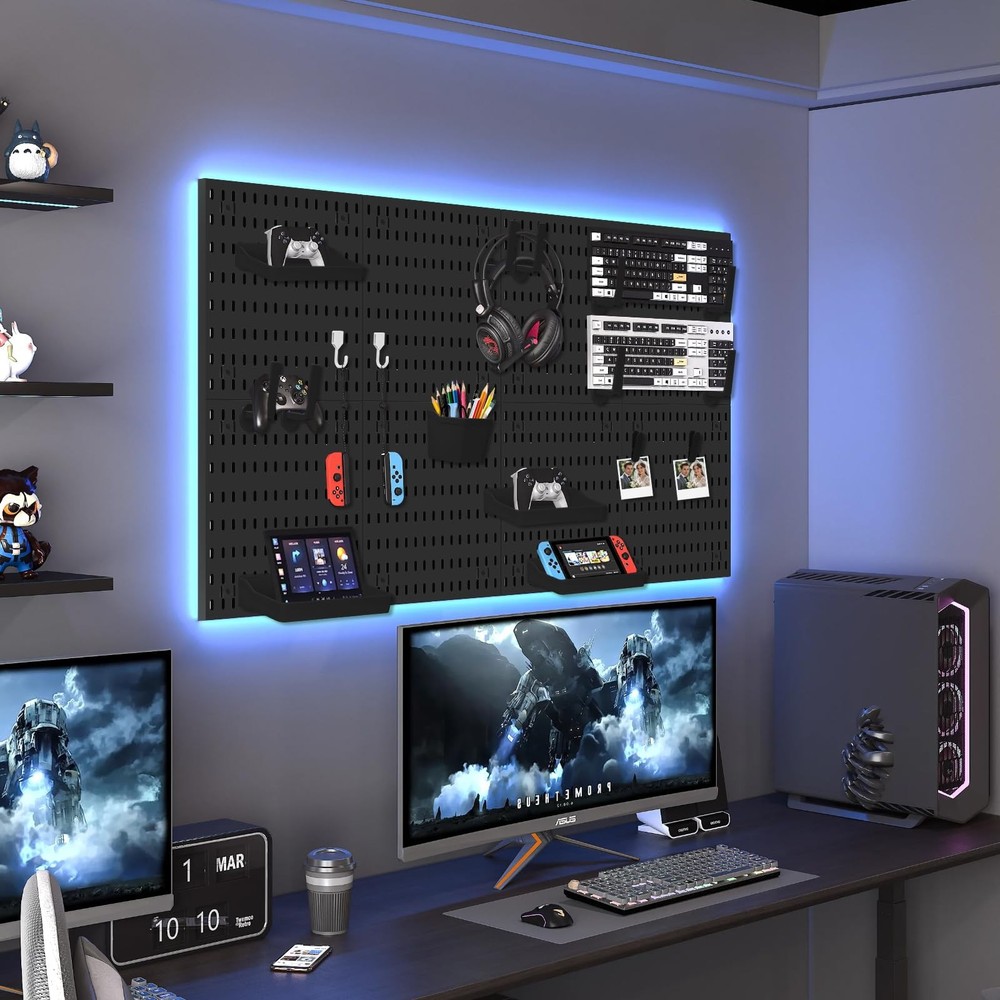 Pegboard Combination Kit, Modular White Pegboard Wall Organizer with 4 Pegboa...