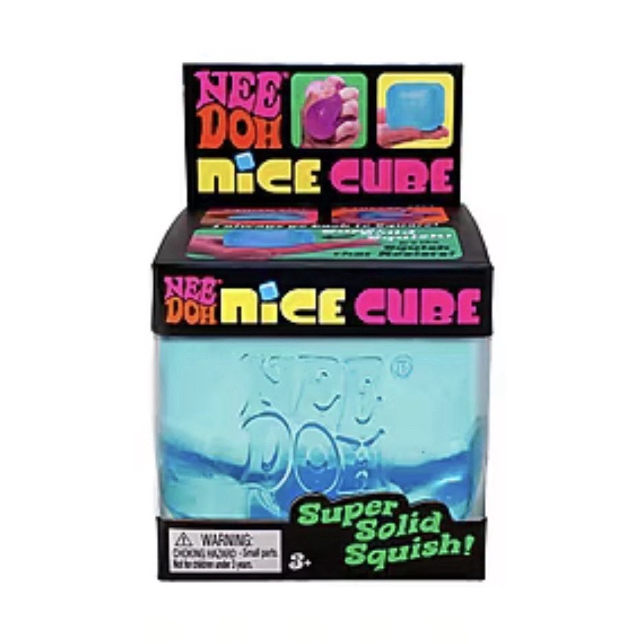 Nee Doh Nice Cube Super Solid Squish Tactile Squeeze Toy Blue Purple Pink