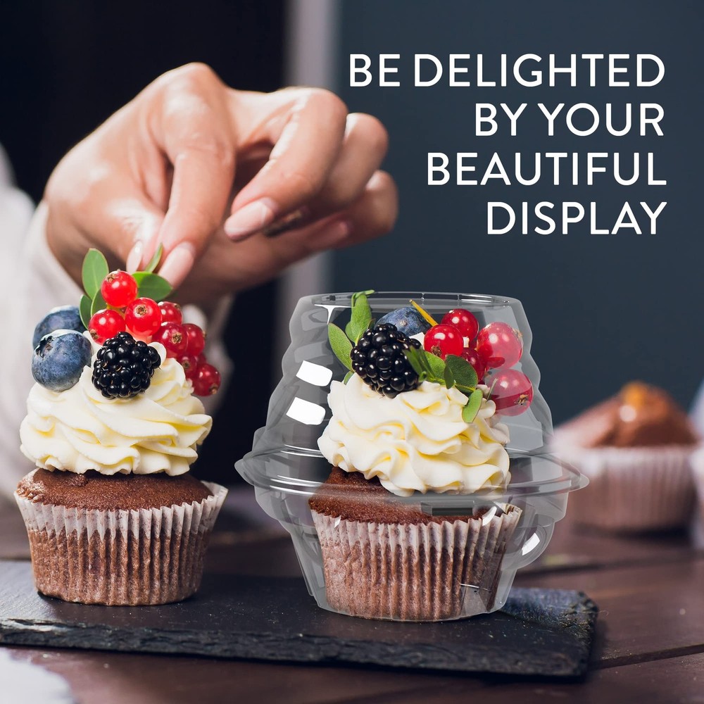 Individual Cupcake Containers (100 Pack) | Clear Plastic Disposable Cupcake Boxe