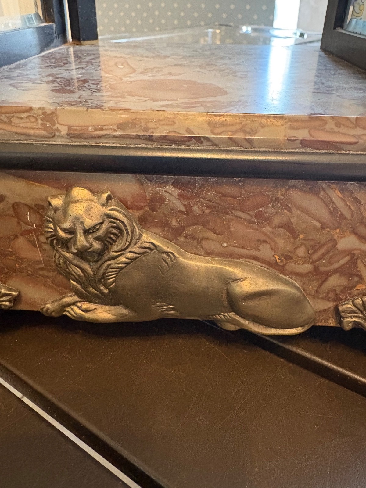 French Clock Bronze Cherubs Lion 1880's **Read**