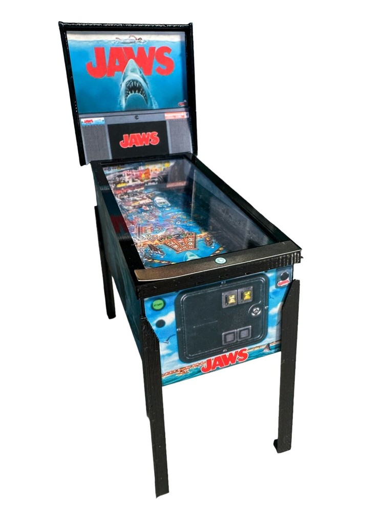 Miniature Replica "Jaws” Pinball Machine Mini Scale Model, Keepsake, Trophy