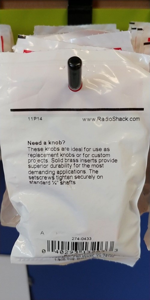 RadioShack 274-0433 Round Red Insert Ctrl Knob 1-5/32 by 21/32 1 Pack (2 knobs)