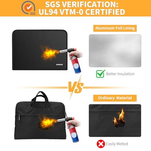 Fireproof Document Organizer, Multi-Pockets Accordion File Black 5200℉