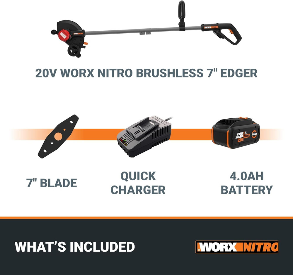 Nitro Cordless Lawn Edger, 7'' Grass Edger with 3 Depth Settings, 20V Electric E